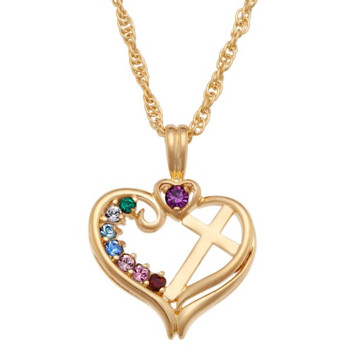 Crystal Heart Cross Necklace (Emerald) – Love Stylize