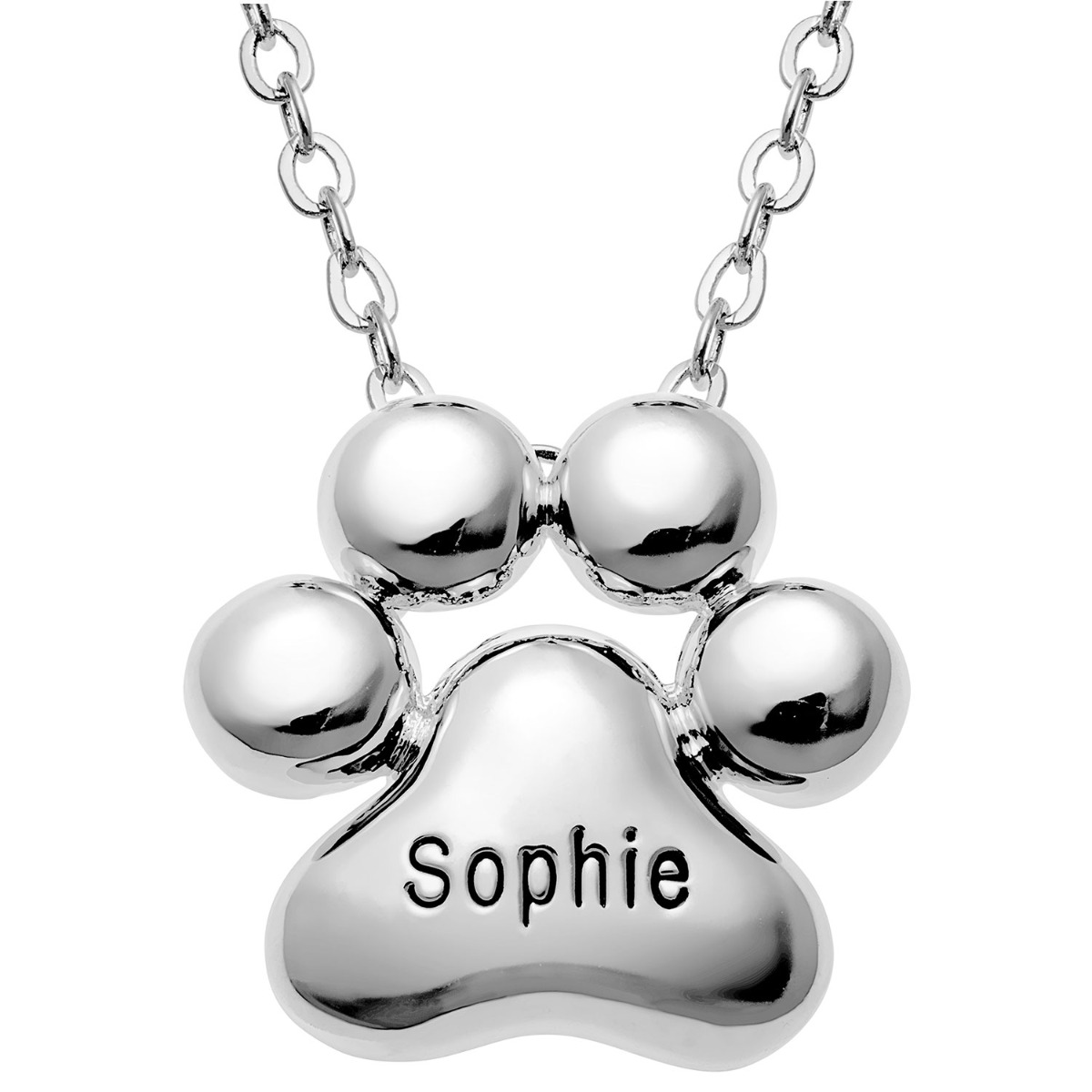 Engraved Paw Print Necklace Personalized With Your Dog's Name