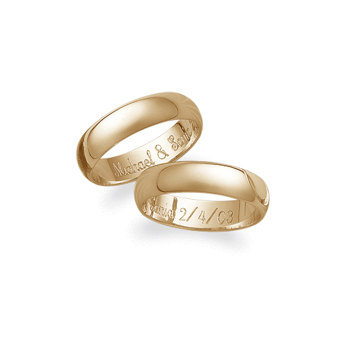 4mm 14K Yellow Gold Engraved Wedding Band Ring