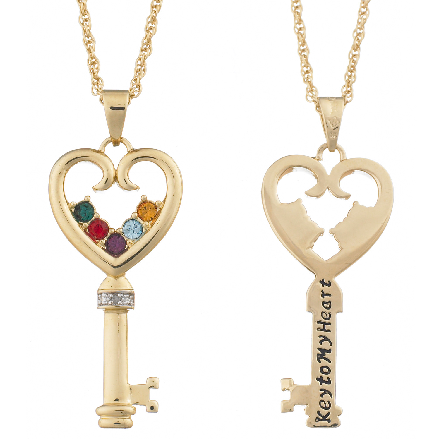 Key to my Heart Family Birthstone Necklace
