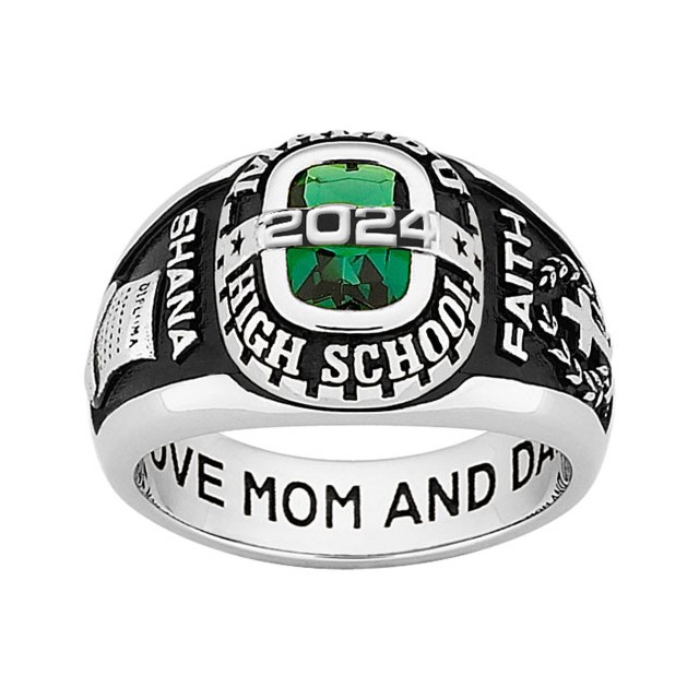 Women's Sterling Silver Personalized-Bridge Traditional Class Ring