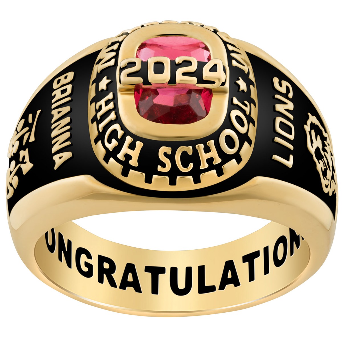 Women's Yellow CELEBRIUM Personalized-Top Traditional Class Ring