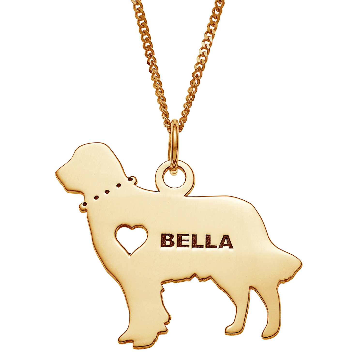 14K Gold over Sterling Engravable Golden Retriever Dog Necklace