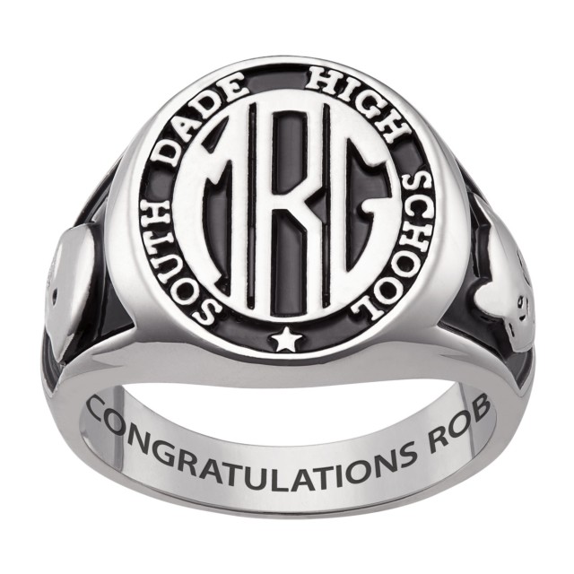  Men's Sterling Silver Signet Oval Class Ring