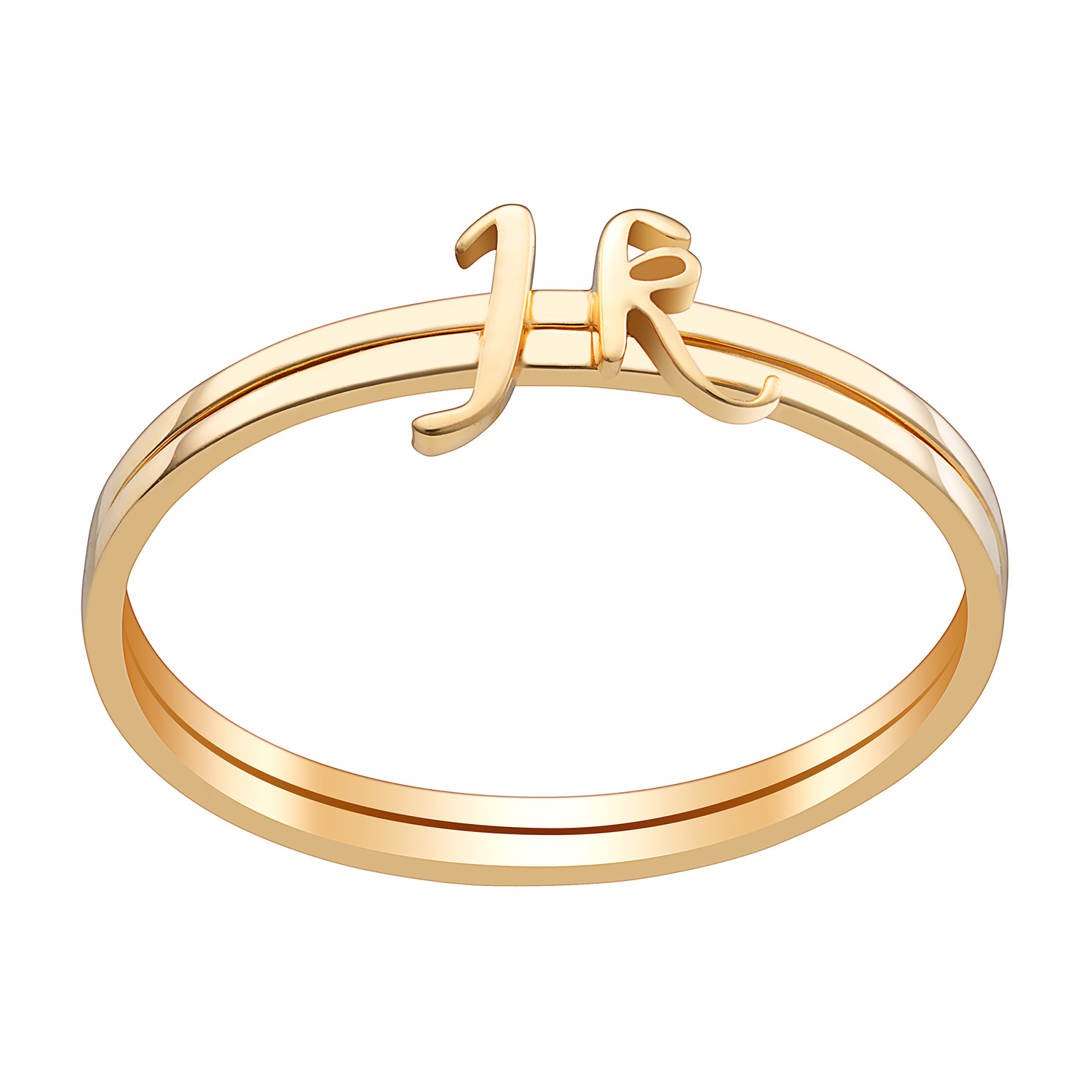14K Gold over Sterling Petite Lowercase Script Initials Ring - Set of 2