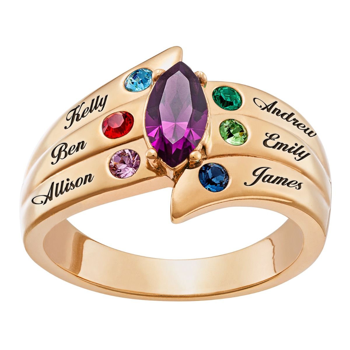 Mother's Marquise Birthstone Family Name Ring