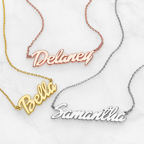 Sterling Silver Small Bold Script Name Necklace