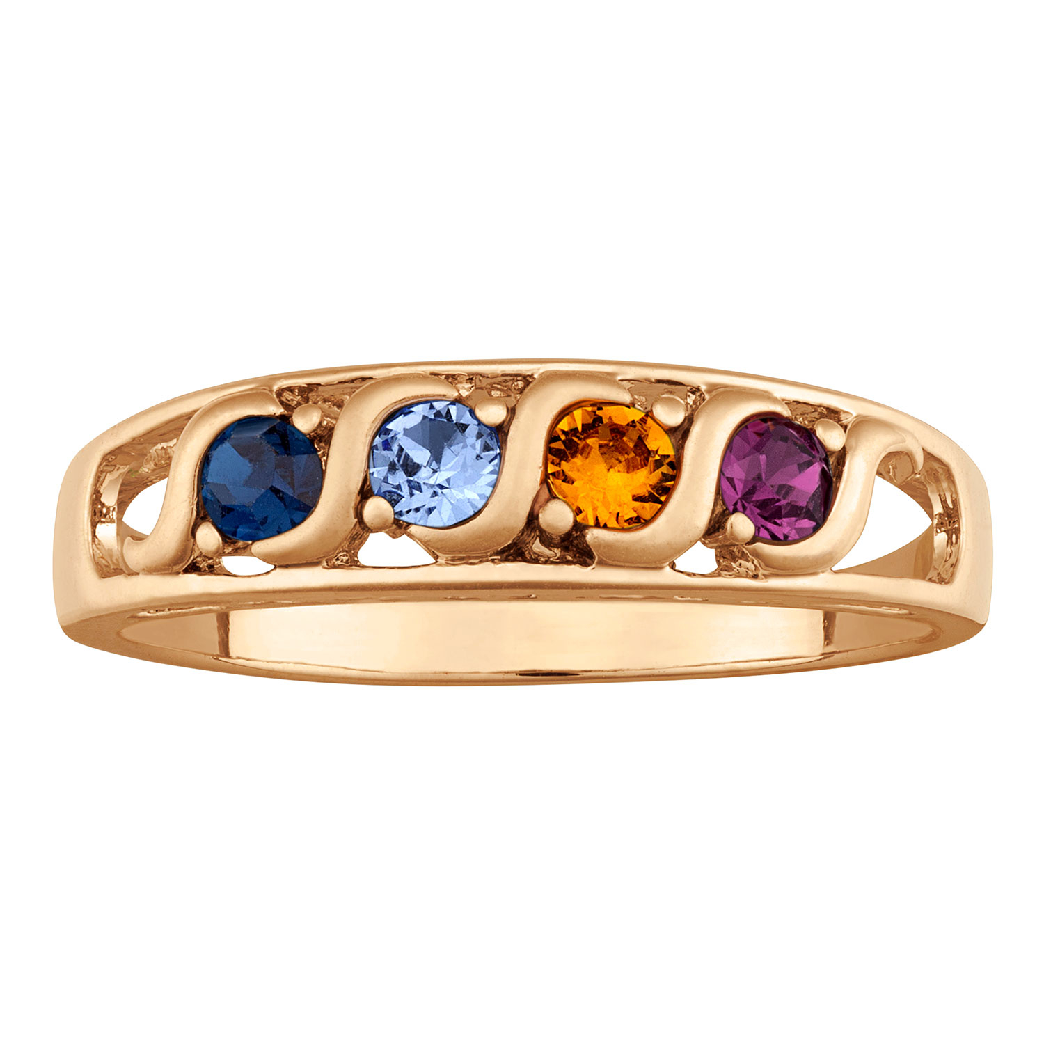 S Curve I Love You Birthstone Family Ring