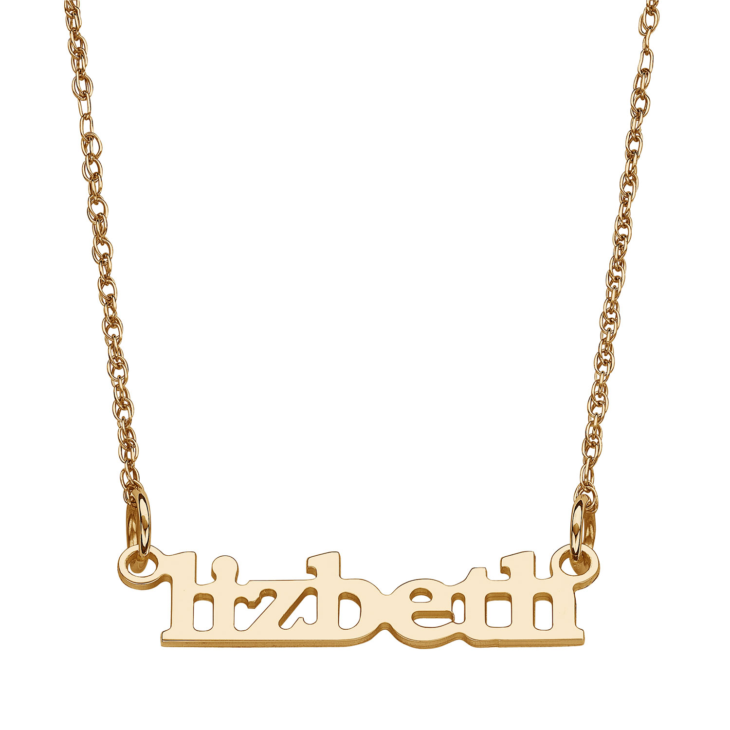 ELIZABETH EDMONDS 14K Gold Print Name Necklace