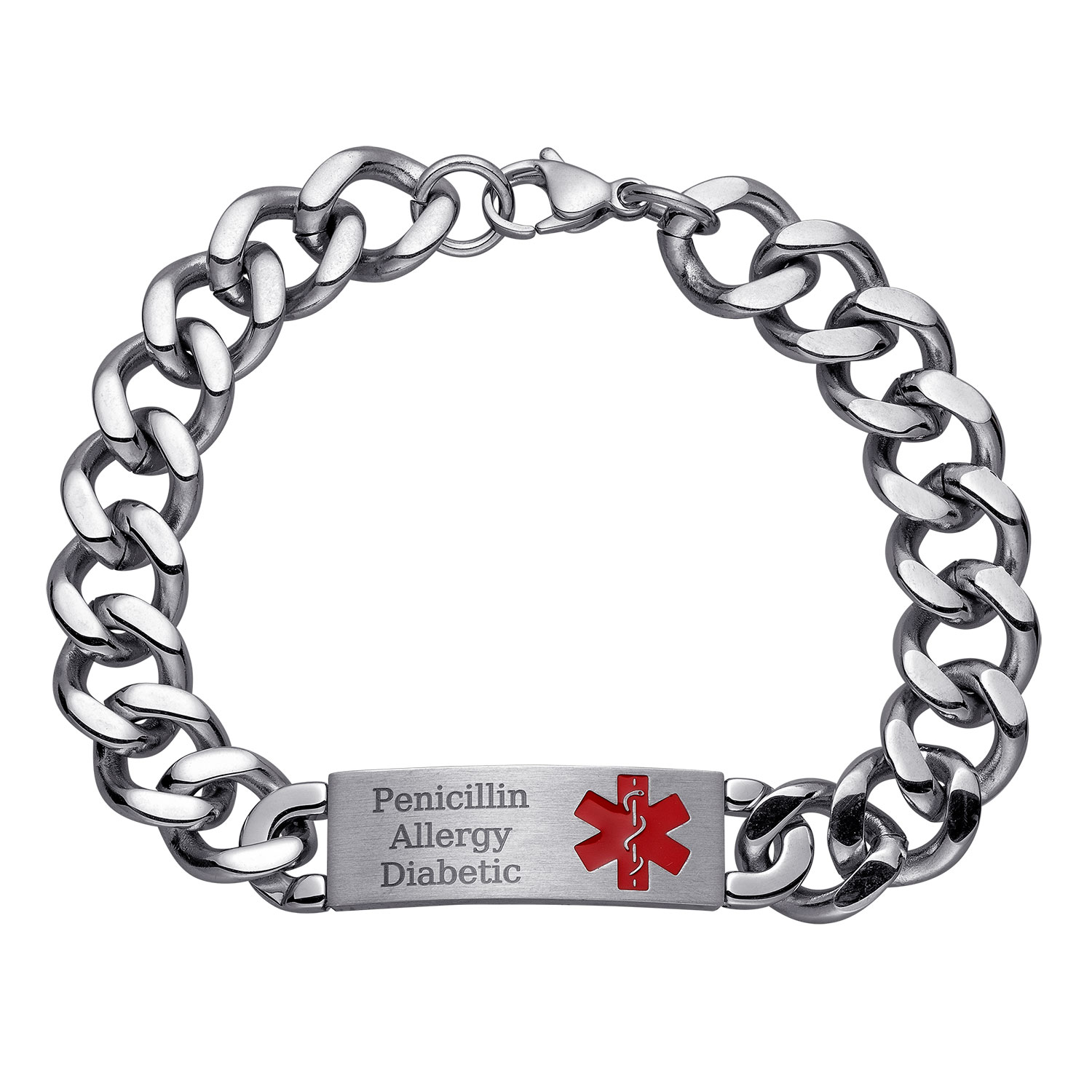 Men's Stainless Steel Medical ID Engraved Bracelet
