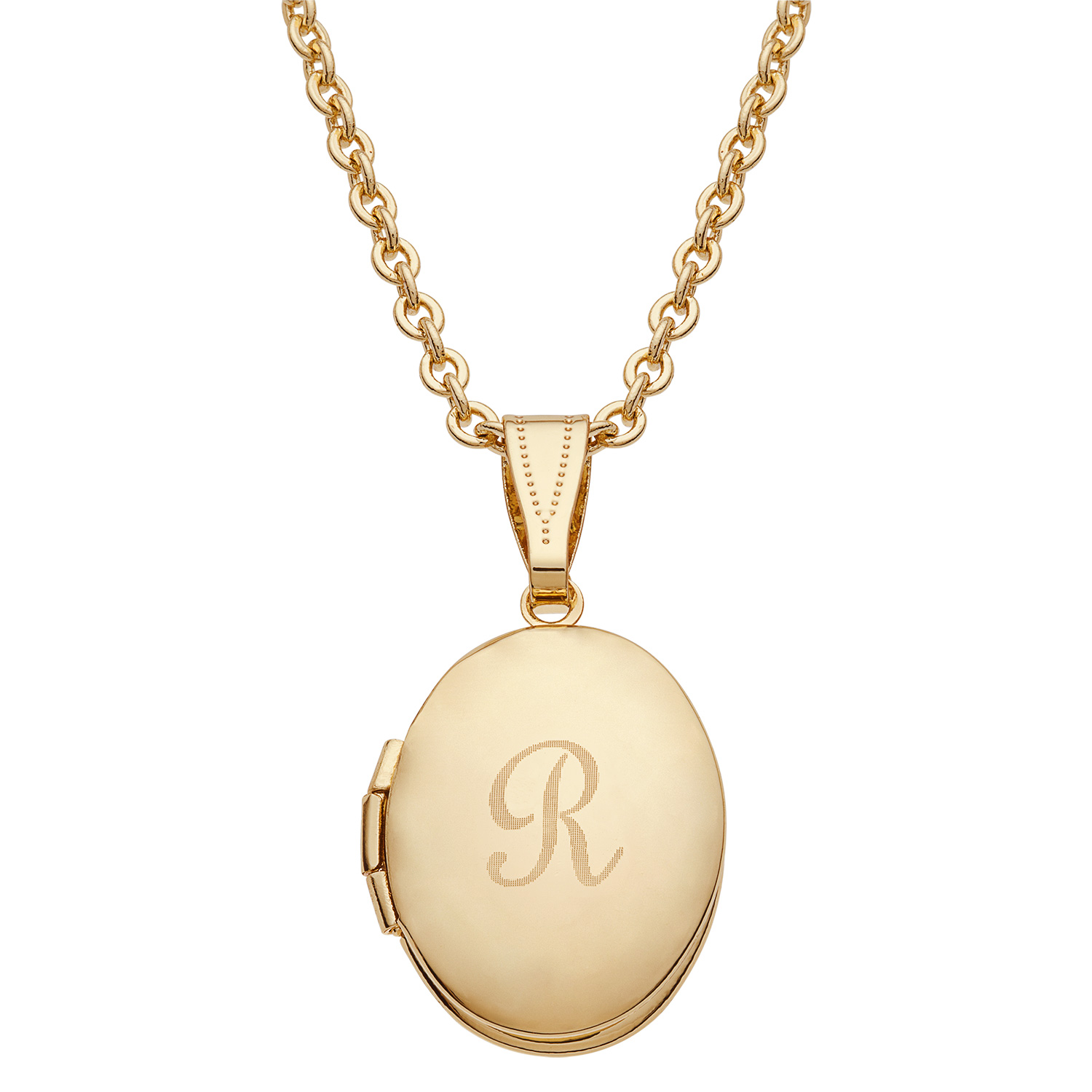 Oval Engraved 14K Gold Plated Locket