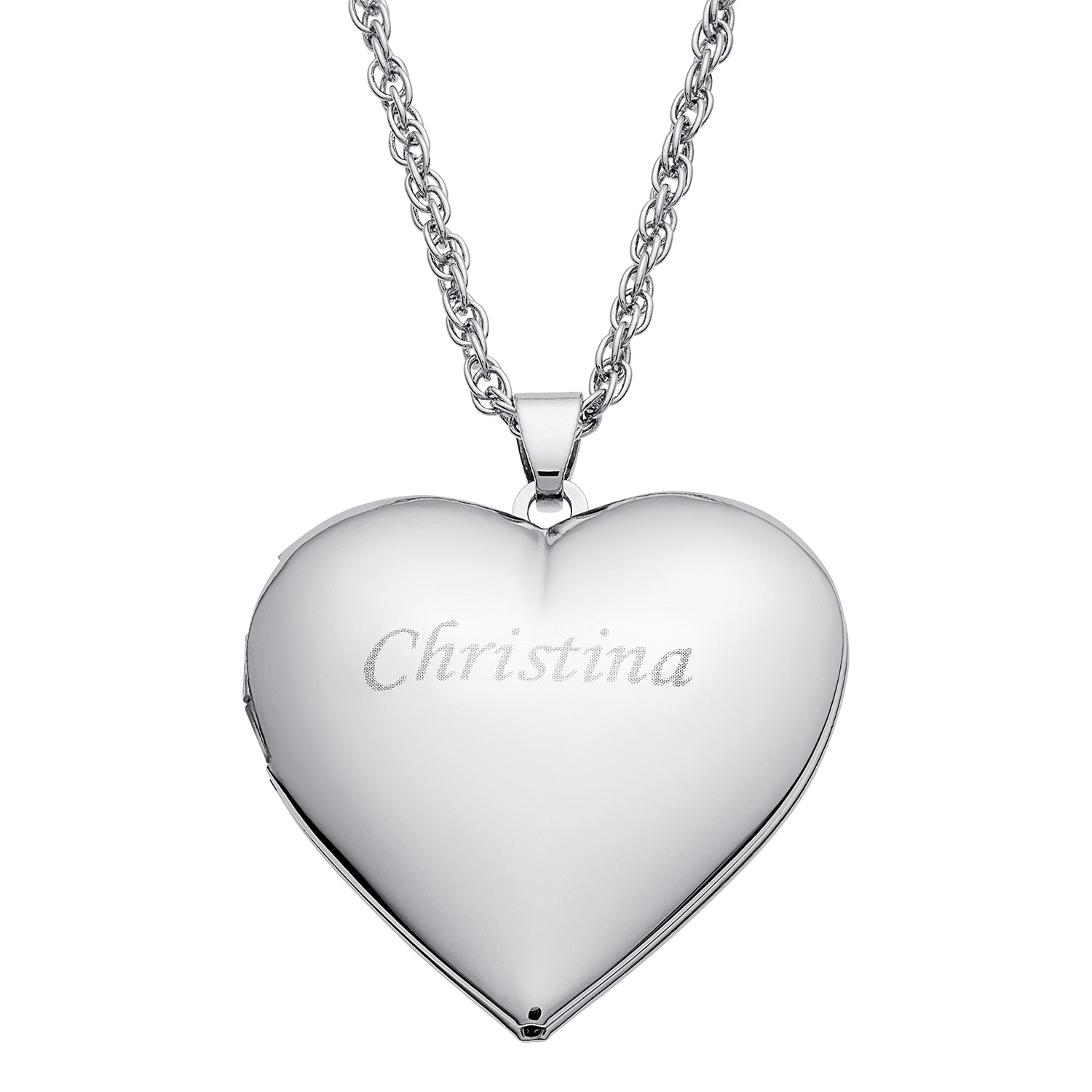Silver Plated Engraved Large Heart Locket