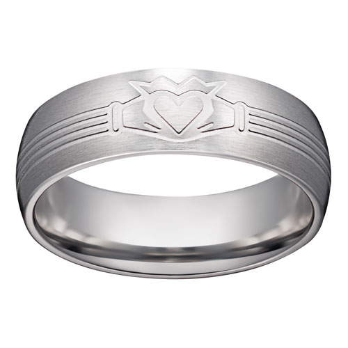 Stainless Steel Men's Claddagh Band Ring