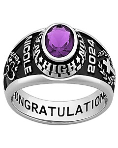 Women's Sterling Silver Traditional Oval Stone Class Ring