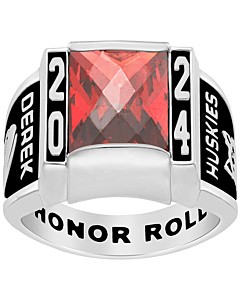 Men's Sterling Silver Traditional Deco Stone Class Ring