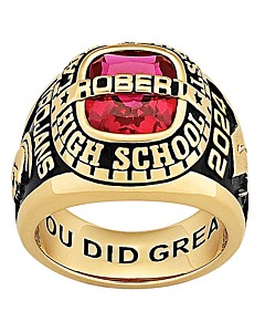 Men's Yellow CELEBRIUM Personalized-Top Traditional Class Ring