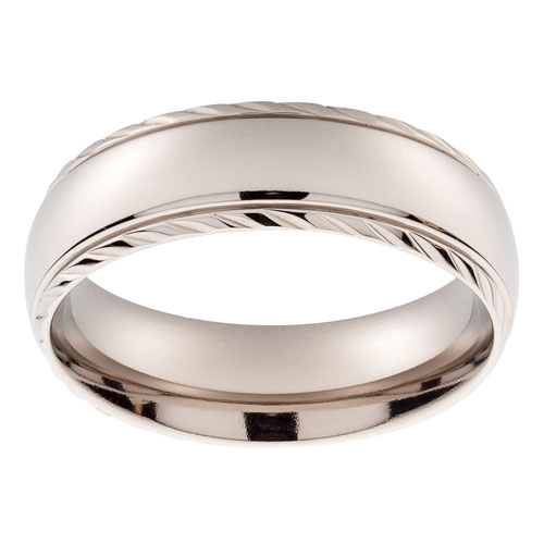 Titanium Polished Detailed Edge Band Ring