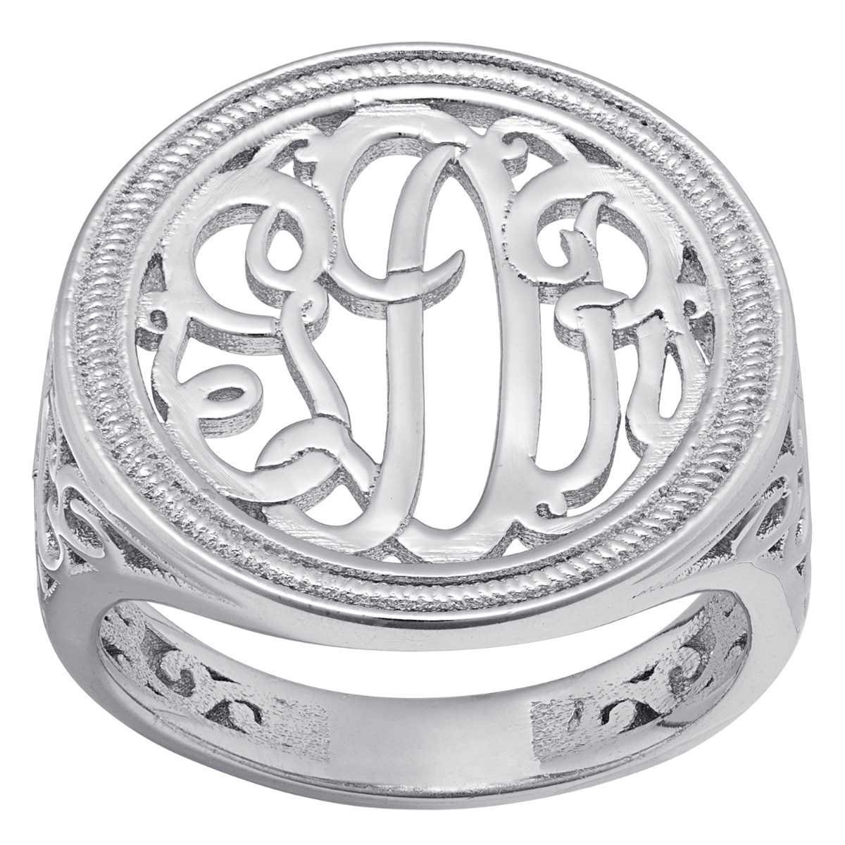 Silver Celebrium Vintage Monogram Ring 