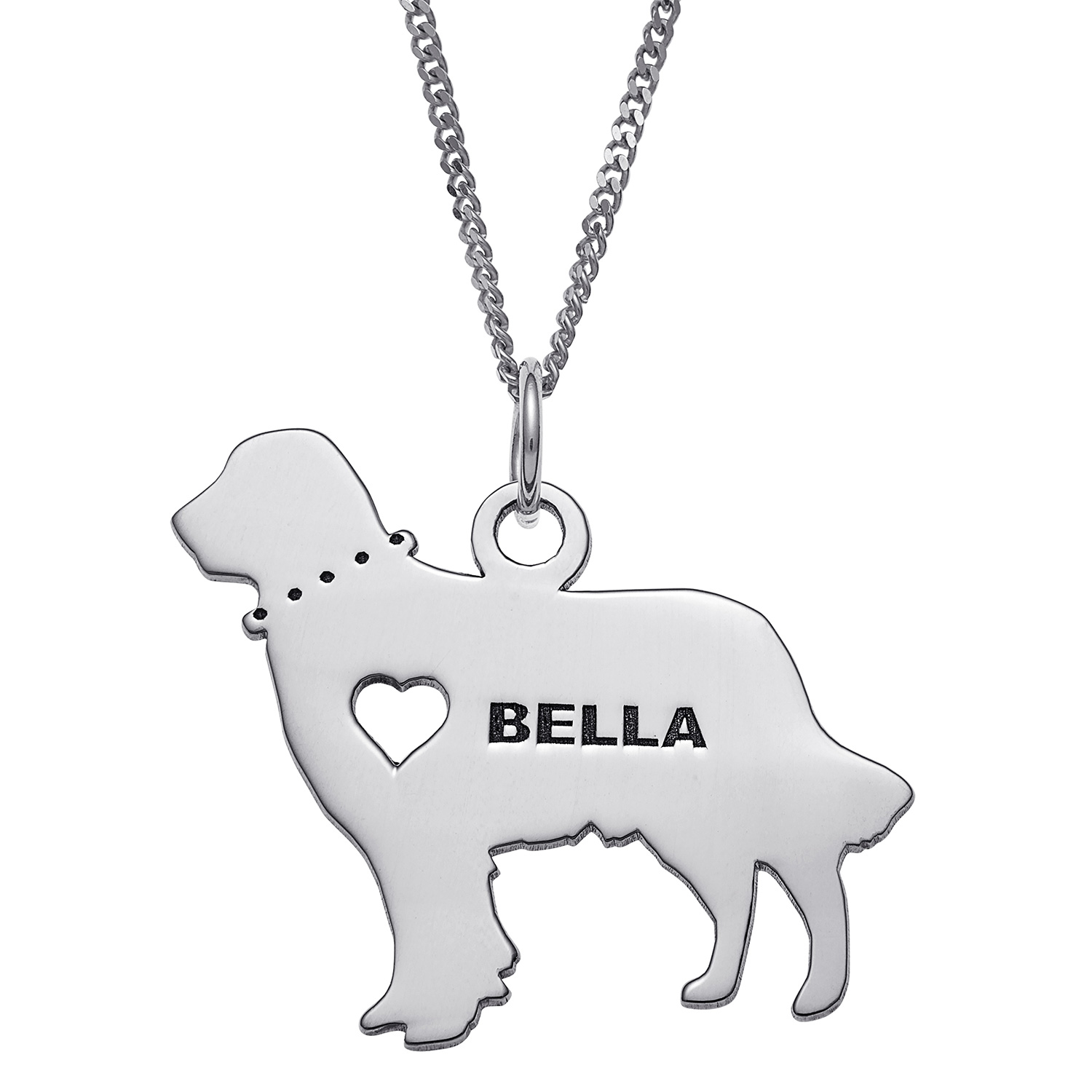 Sterling Silver Engravable Golden Retriever Dog Necklace