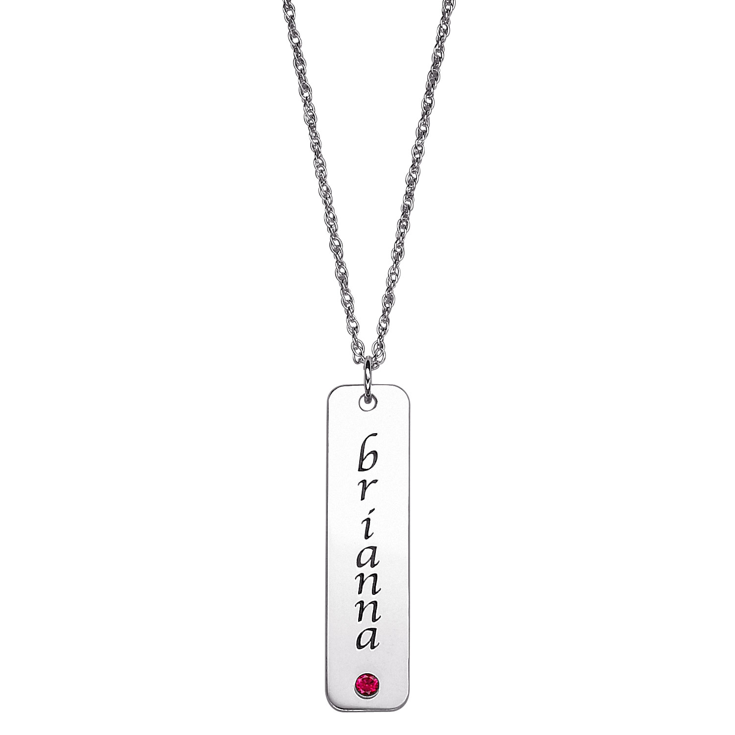 SET FOR LIFE Sterling Silver Bar Name Birthstone Necklace
