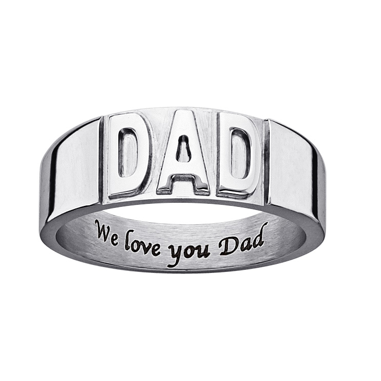 Stainless Steel Engraved DAD Ring