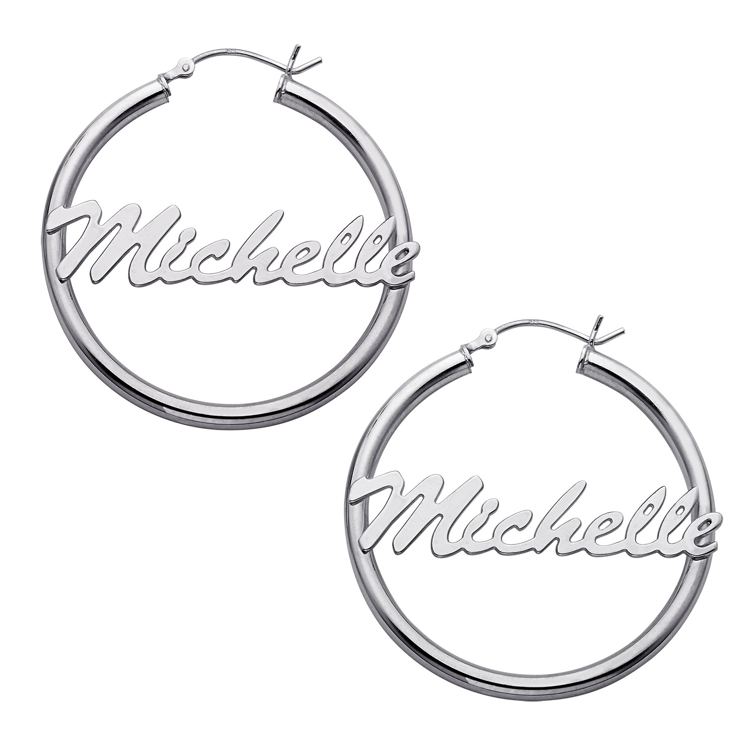 Sterling Silver Large Name Hoops