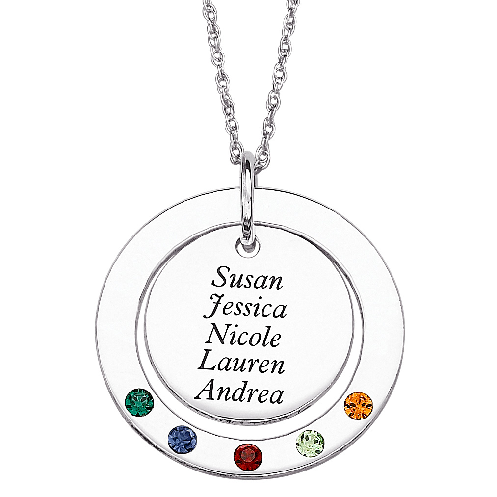 PREMIUM Sterling Silver Mother's Circle Name & Birthstone Necklace