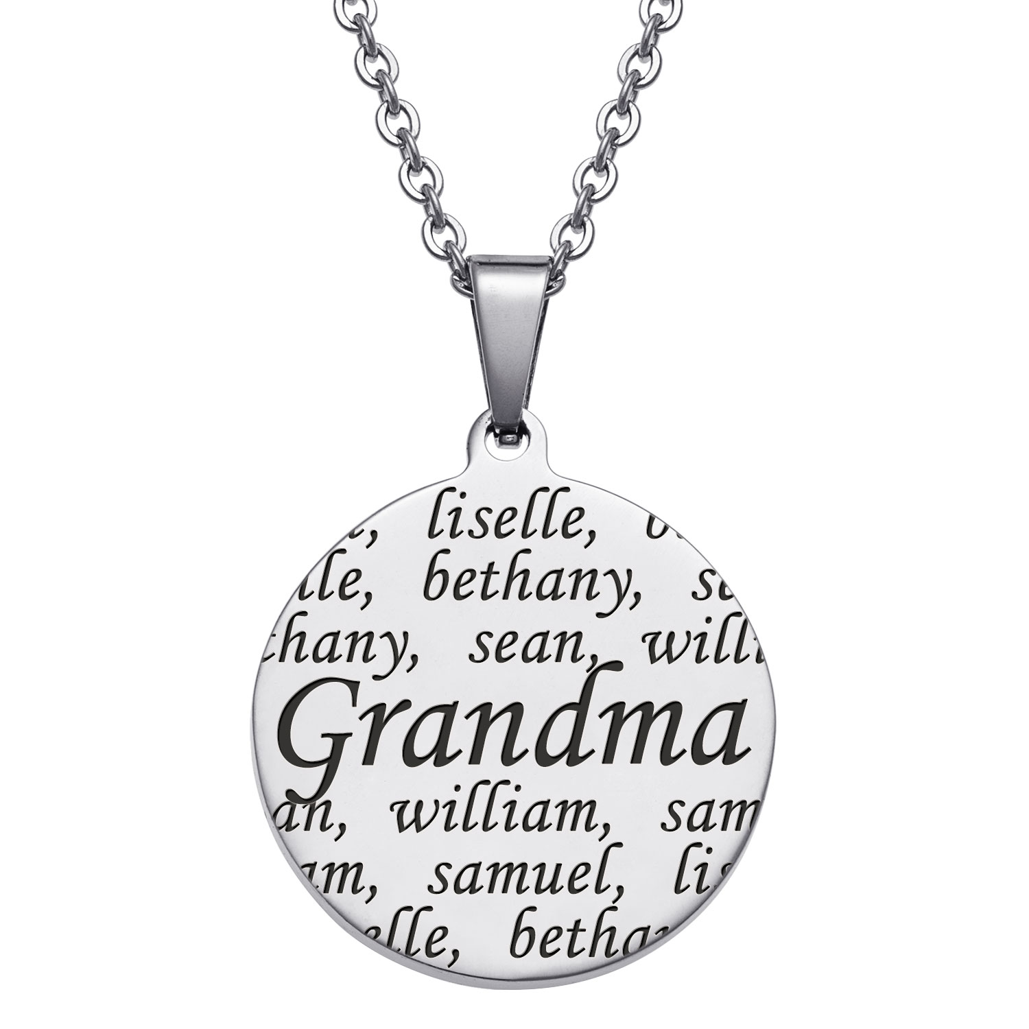 Personnalized Everscribe Grandma Engraved Family Names Necklace