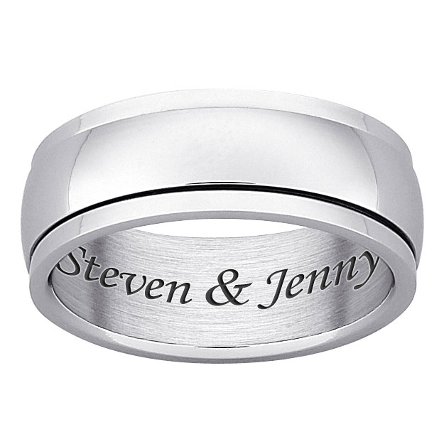 Stainless Steel Polished Engraved Spinner Band