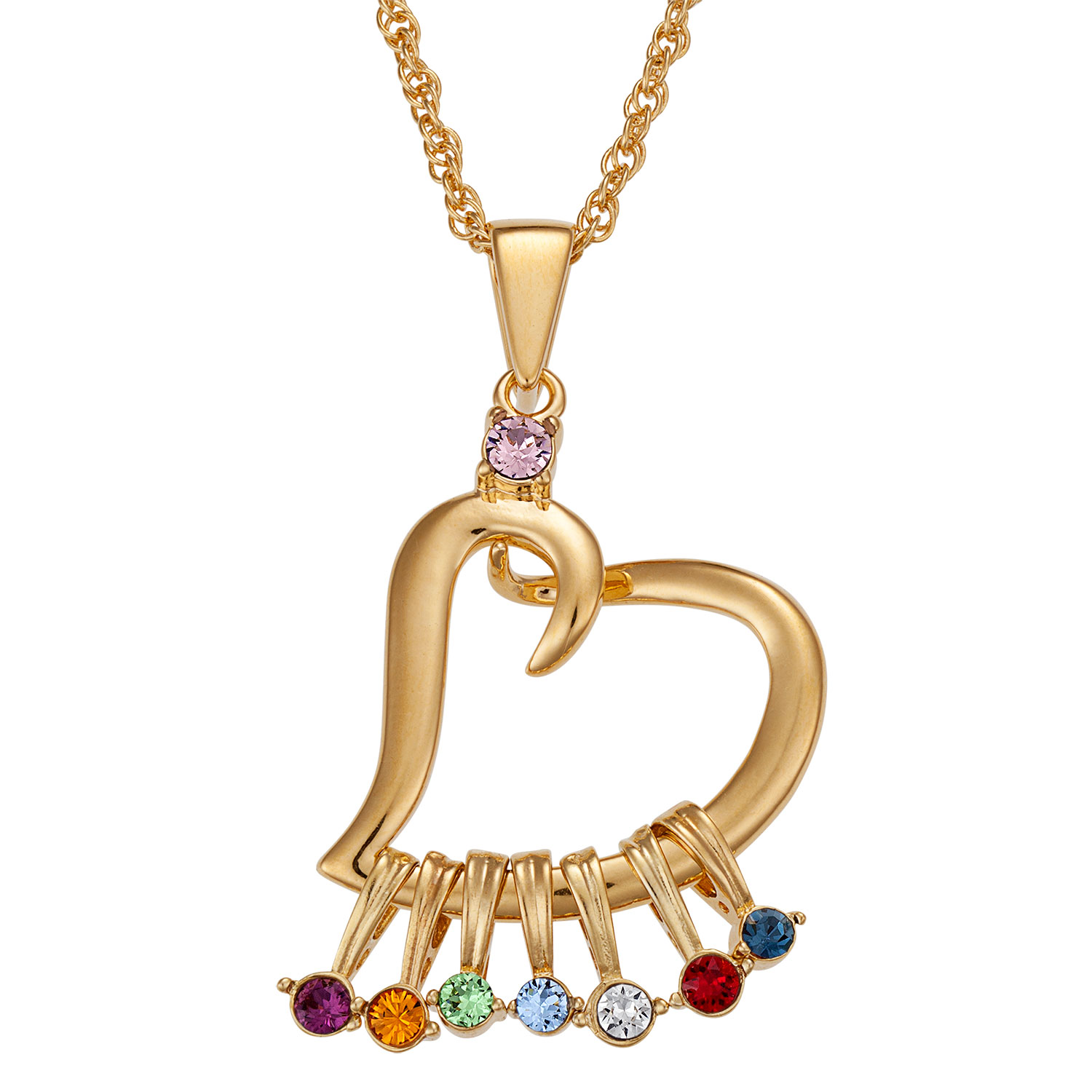 Heart Birthstone Charm Necklace