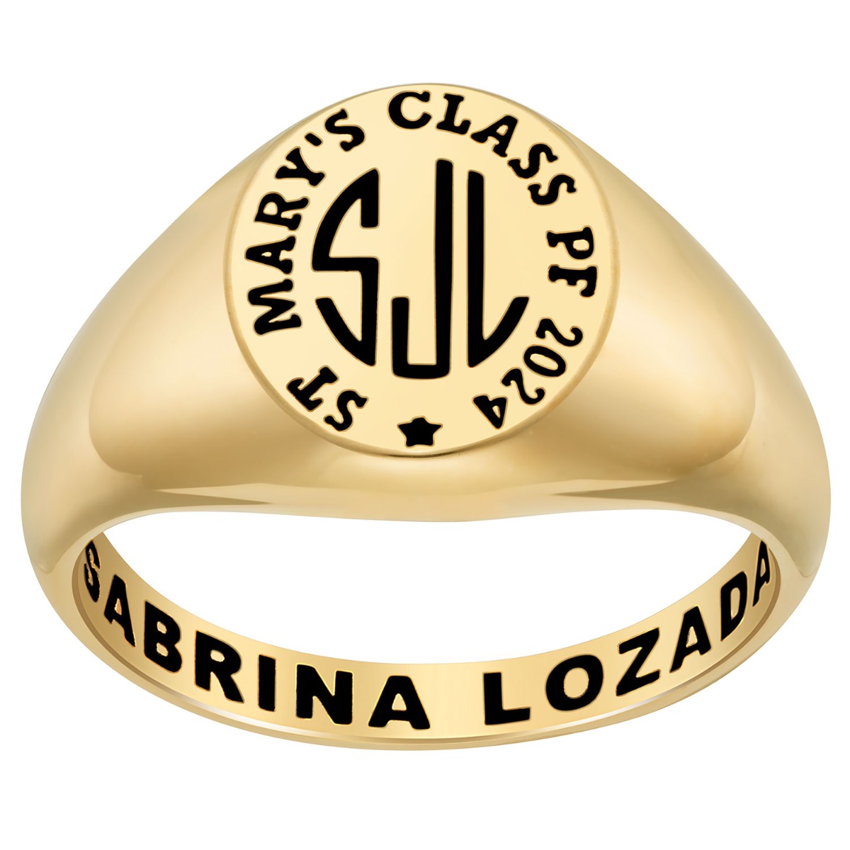 Ladies' 14k Gold Plated Monogram Signet Class Rings