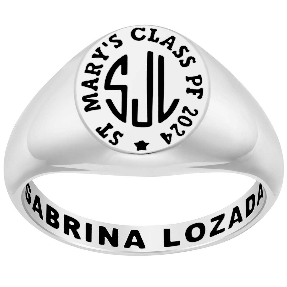 Ladies' Sterling Silver Monogram Signet Class Rings