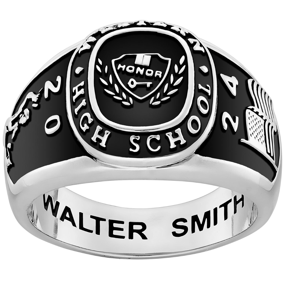 Men's Platinum Plated Multiple Graphics Traditional Class Ring