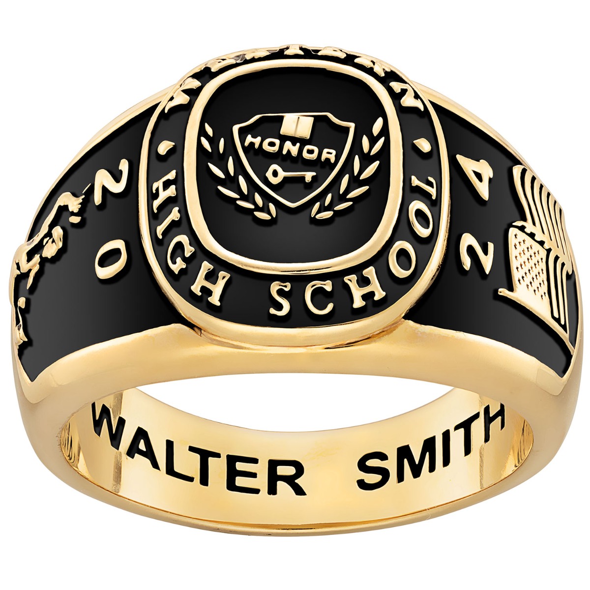 Men's 14K Gold over Sterling Multiple Graphics Traditional Class Ring