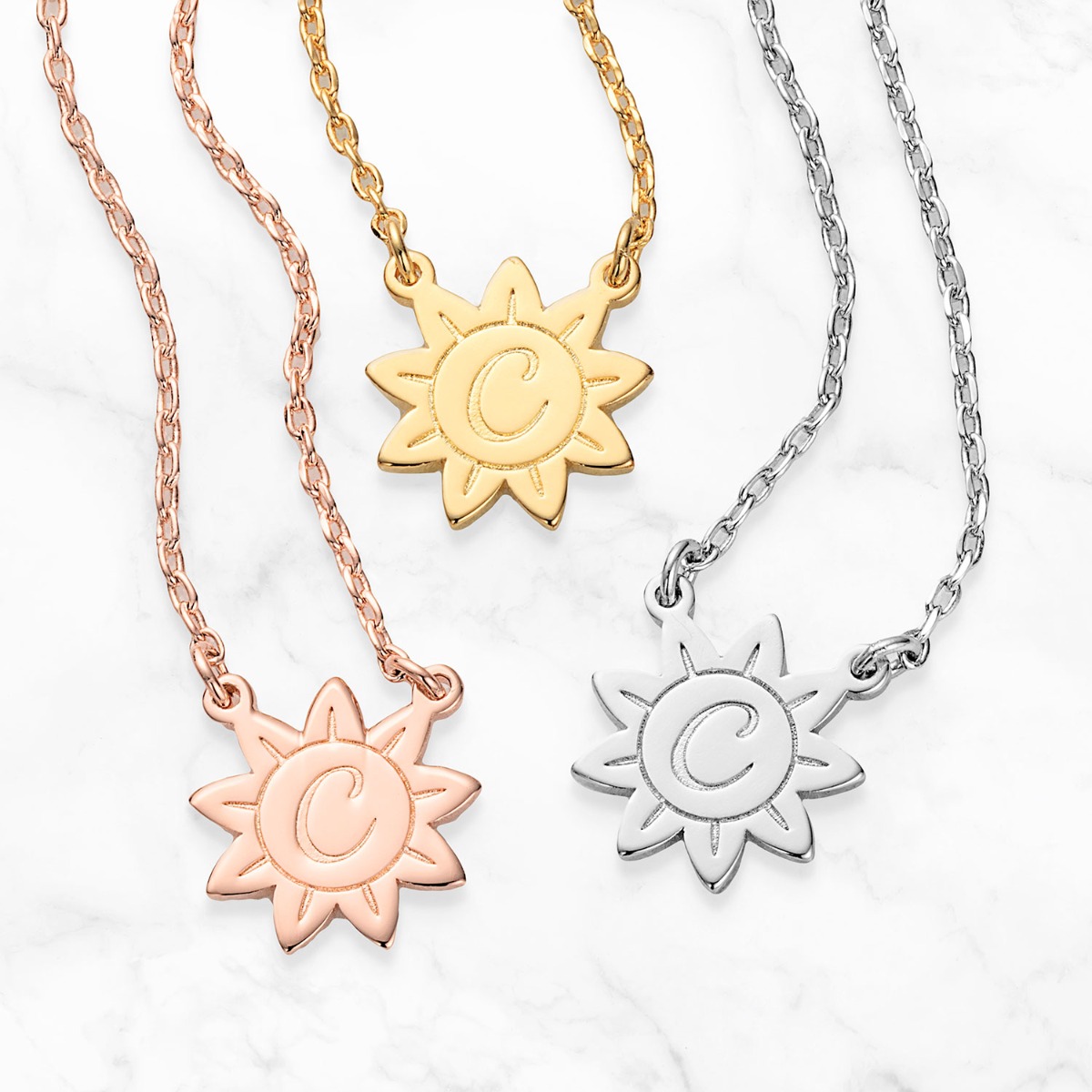 Personalized  Engraved Initial Sunflower Necklace