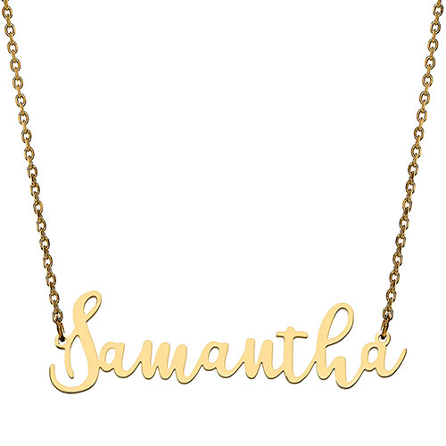 10K Yellow Gold Fancy Script Name Necklace