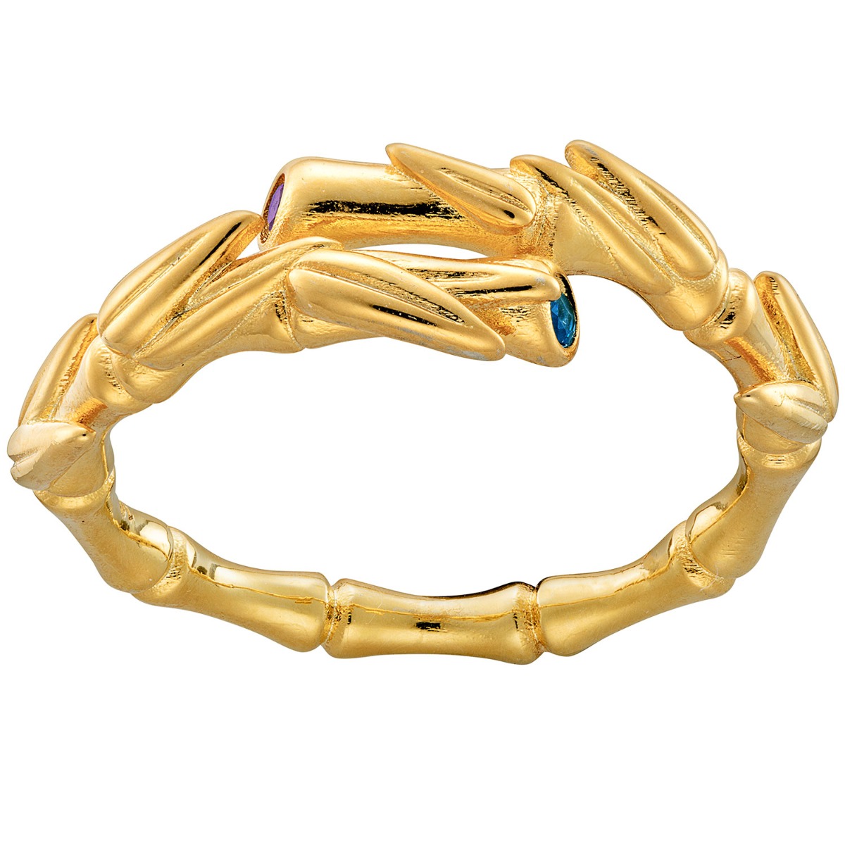 Lucky Bamboo Birthstone Bypass Ring Gold Plated