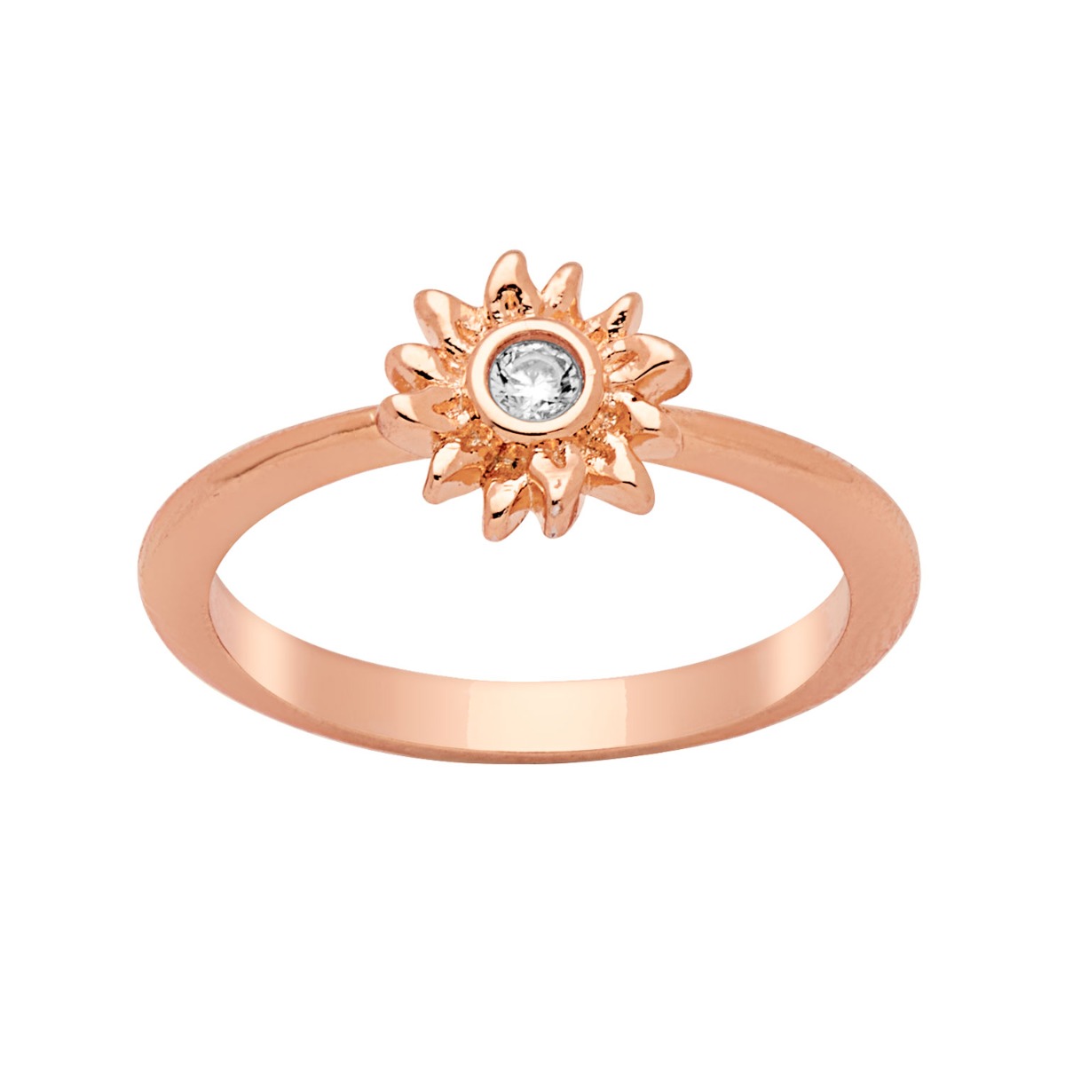 14K Rose Gold Plated Sunflower Birthstone Ring