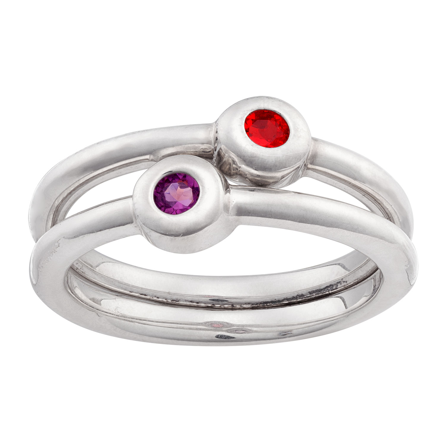 Sterling Silver Stackable Birthstone Rings Set of 2 