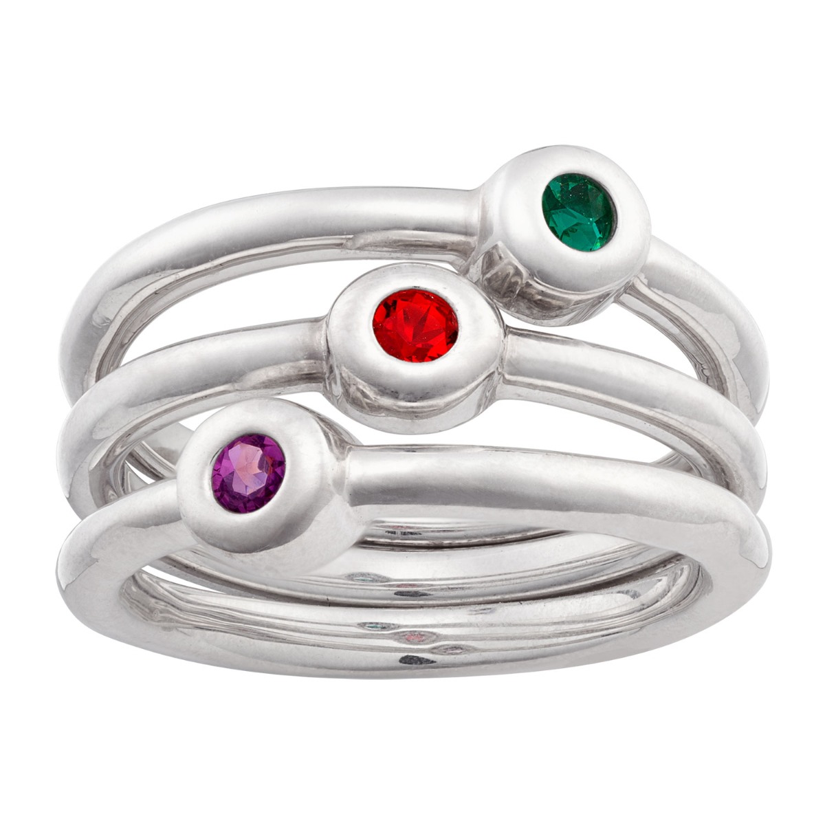 Sterling Silver Stackable Birthstone Rings Set of 3