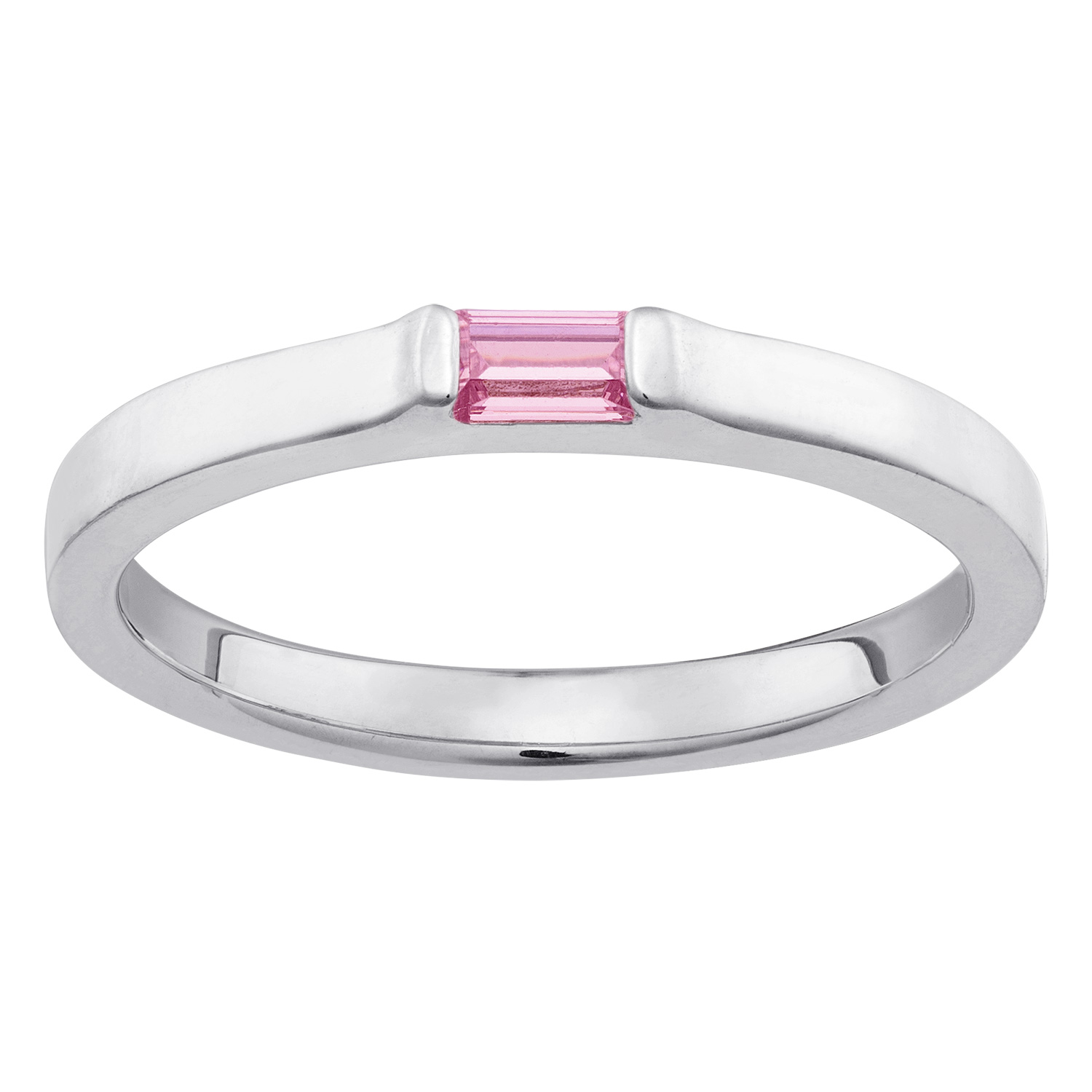 Sterling Silver Stackable Baguette Birthstone ring