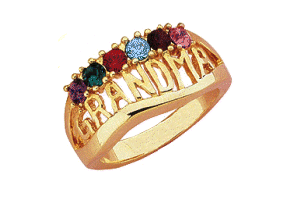 10K Yellow Gold GRANDMA Birthstone Ring