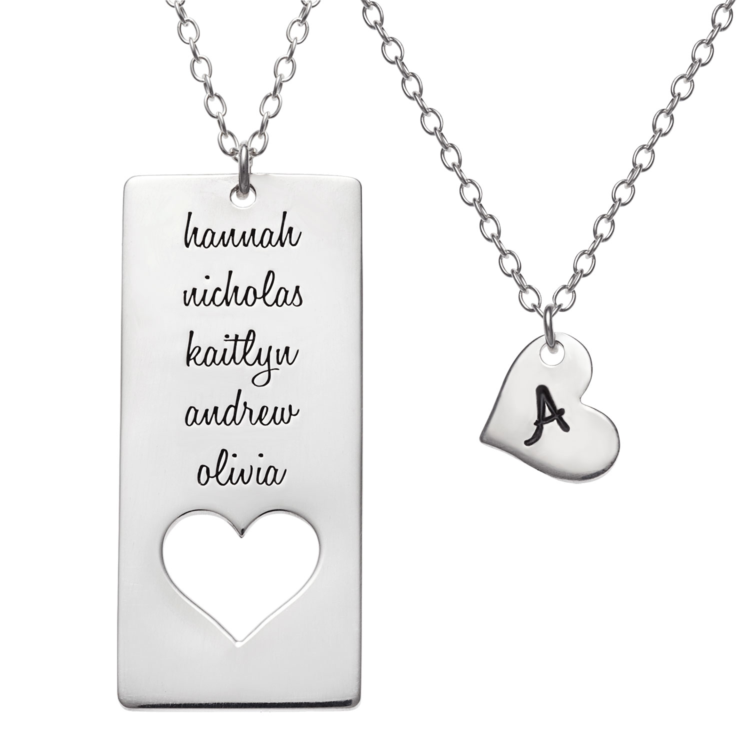 Forever in My Heart Sterling Silver 2 Piece Necklace Set