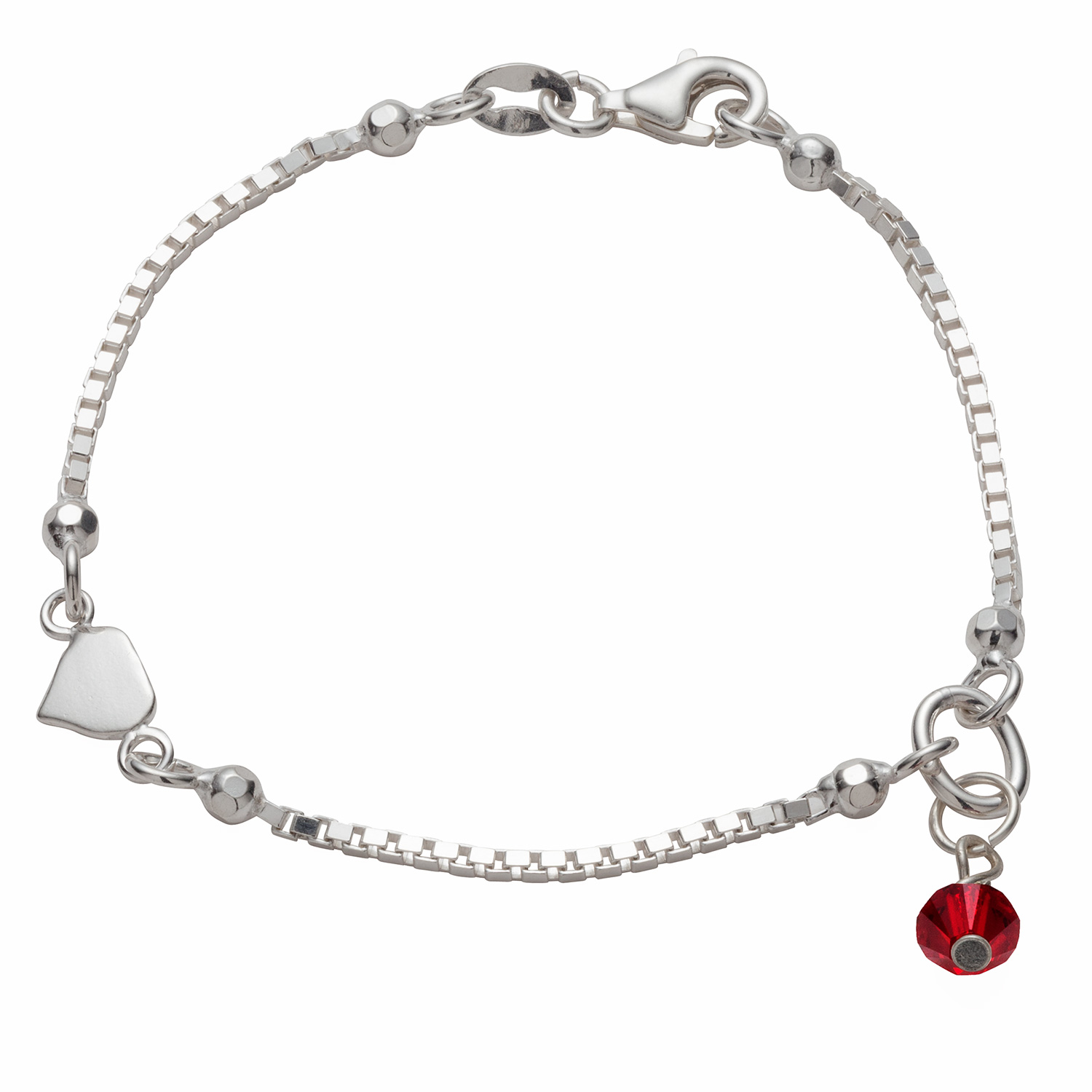 Sterling Silver Heart Birthstone Bracelet