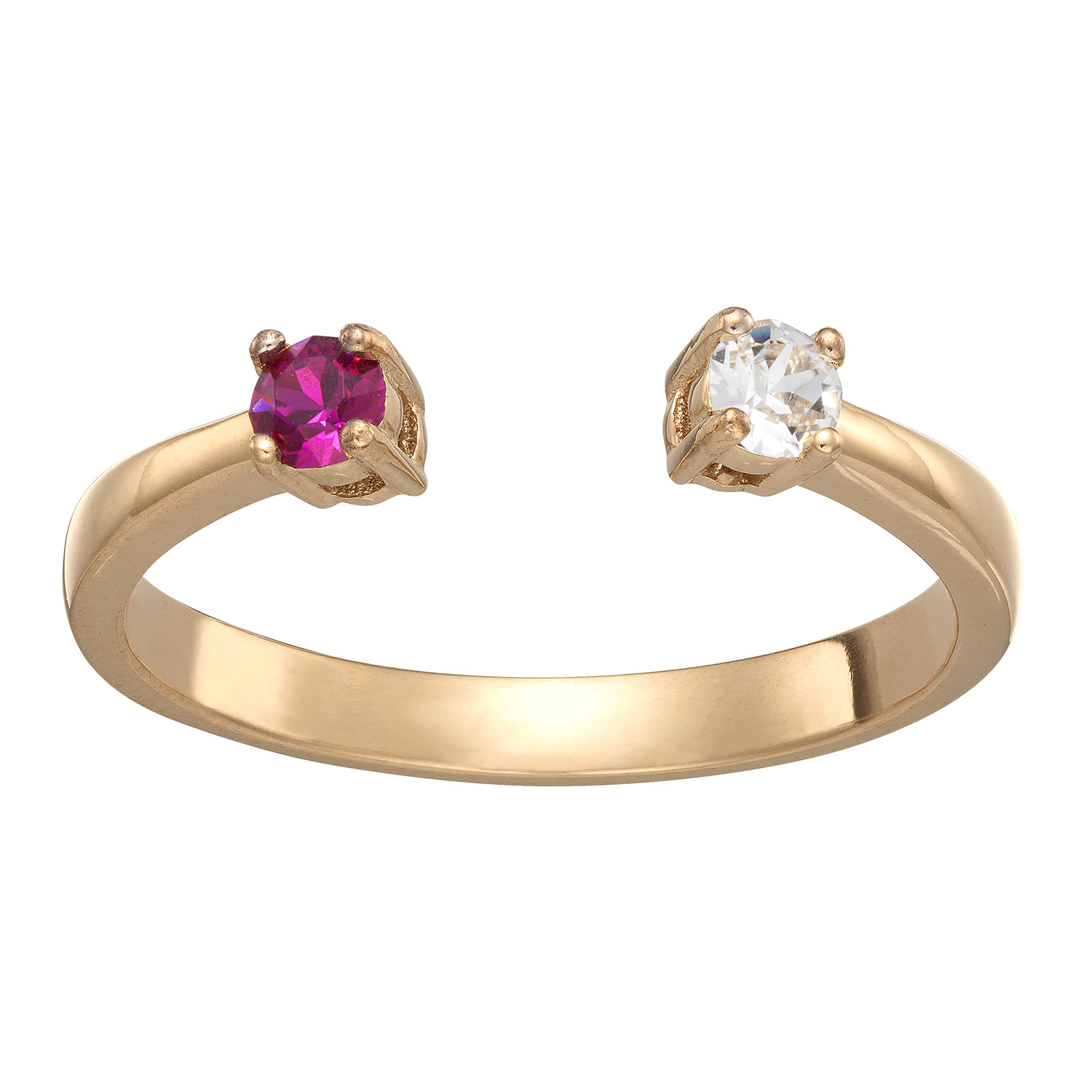 14K Gold over Sterling Couples Birthstone Ring