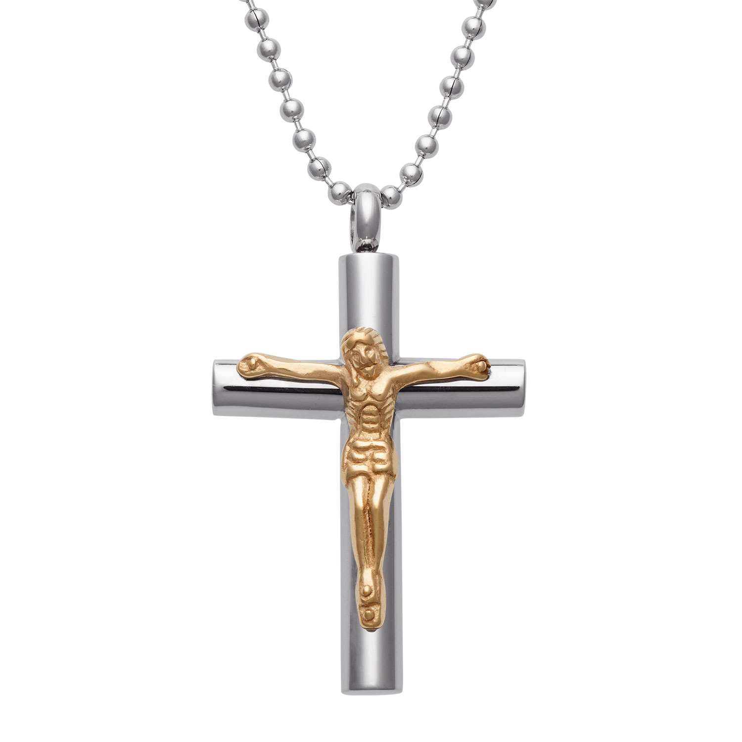 Stainless Steel Two-Tone Crucifix Pendant