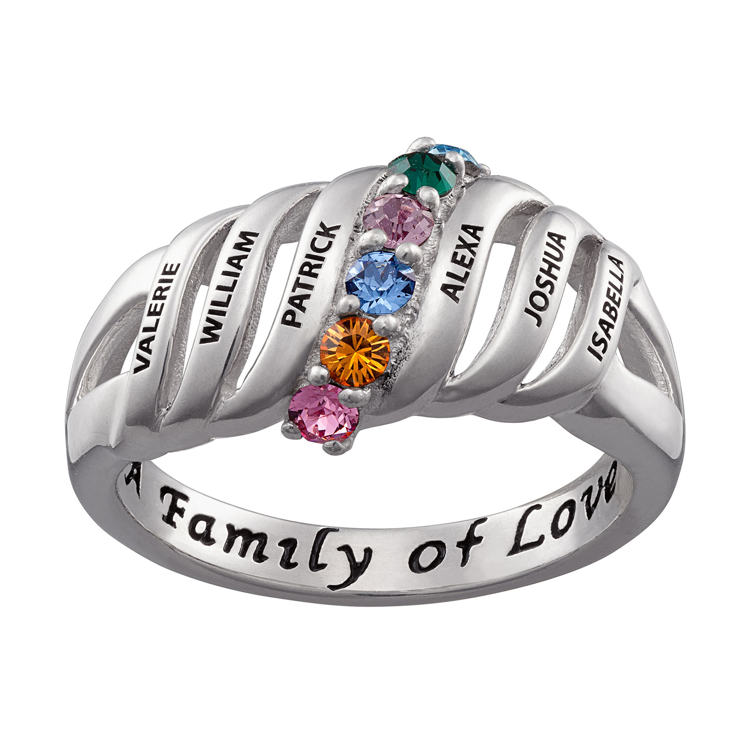 Family Name and Birthstone Ring