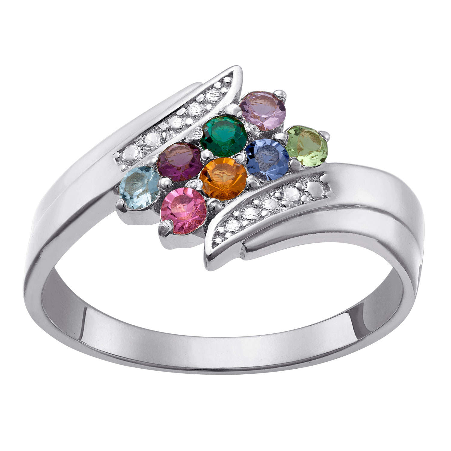 Personalized Family Birthstone Bypass Ring