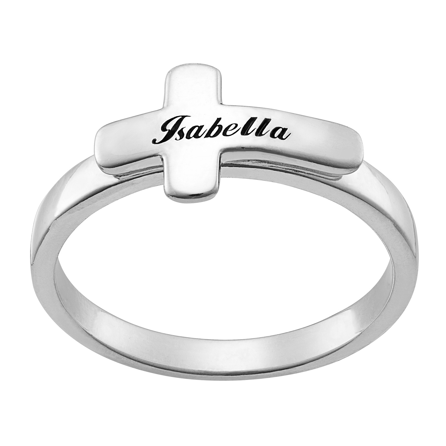 Sterling Silver Engraved Cross Ring
