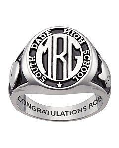  Men's Sterling Silver Signet Oval Class Ring